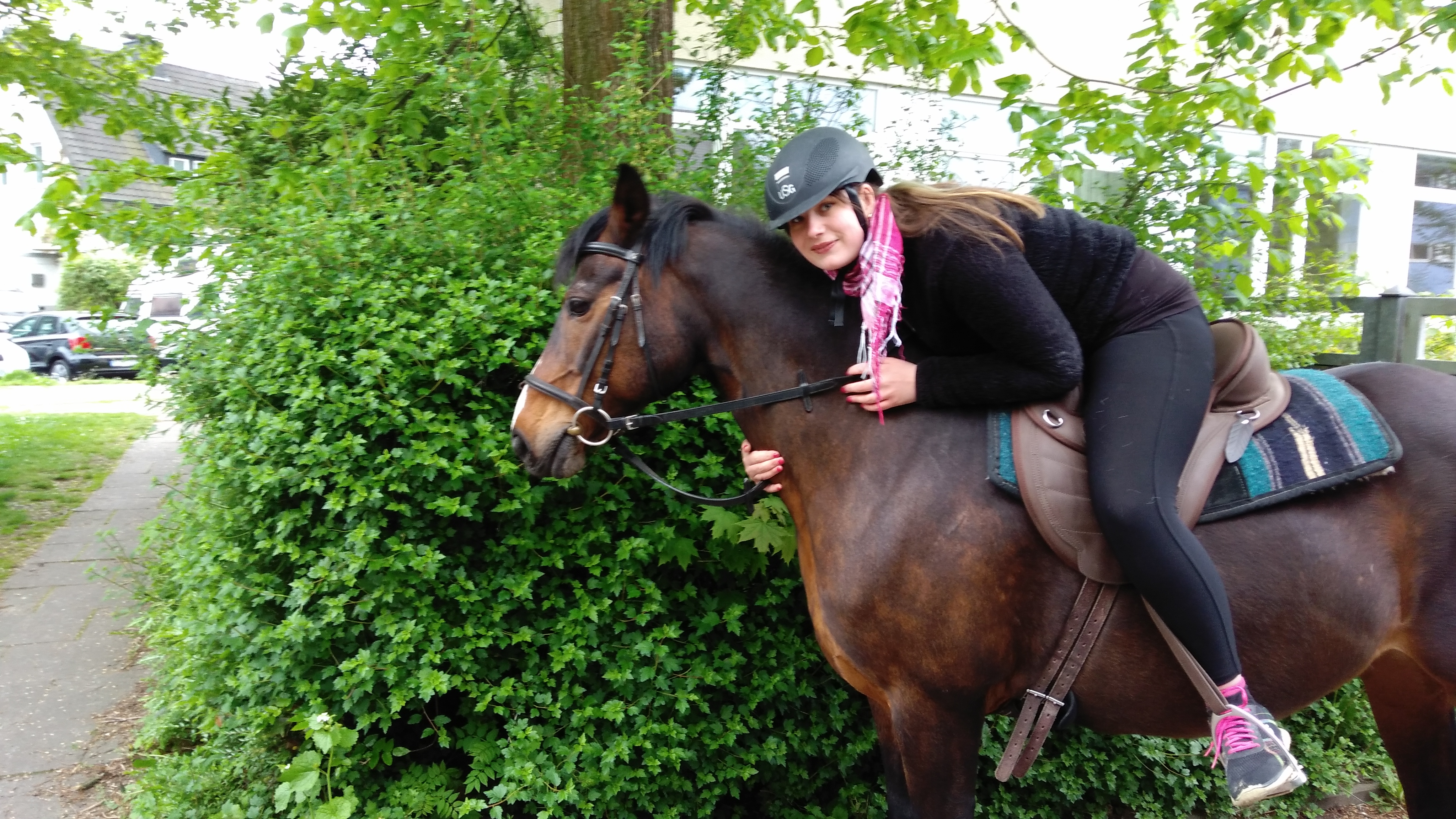 Dinah auf einem Pferd