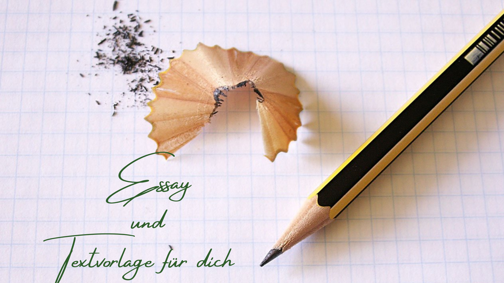 Essay und Textvorlage für dich gespitzter Bleistift auf Blatt Papier